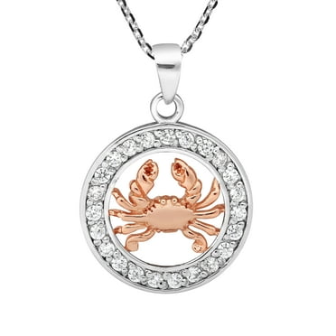 Sterling Silver Womens 1mm Box Chain Cancer Crab Imaginative Zodiac Horoscope Symbol Pendant Necklace 